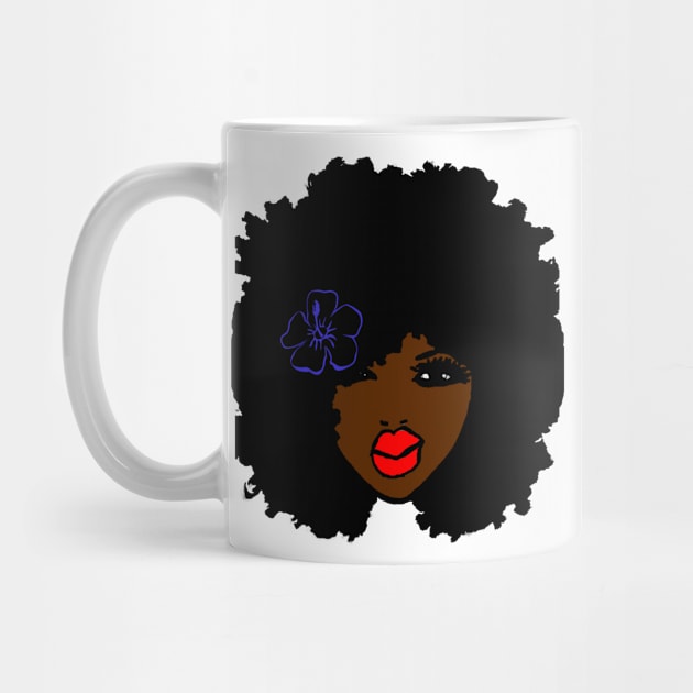 BrownSkin Curly Afro Natural Hair💋💋 RedLips Tshirt Brand New: JUST Released... by EllenDaisyShop